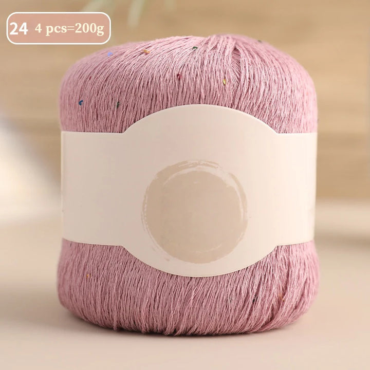 200g Colorful Sequin Yarn – Soft Knitting Yarn for Sweaters, Scarves & DIY Crafts (4 Pieces/Pack)