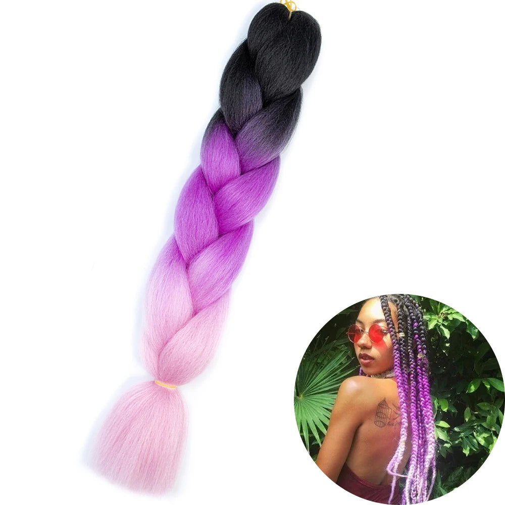 24 Inch Synthetic Jumbo Braiding Hair – Heat Resistant Ombre Extensions