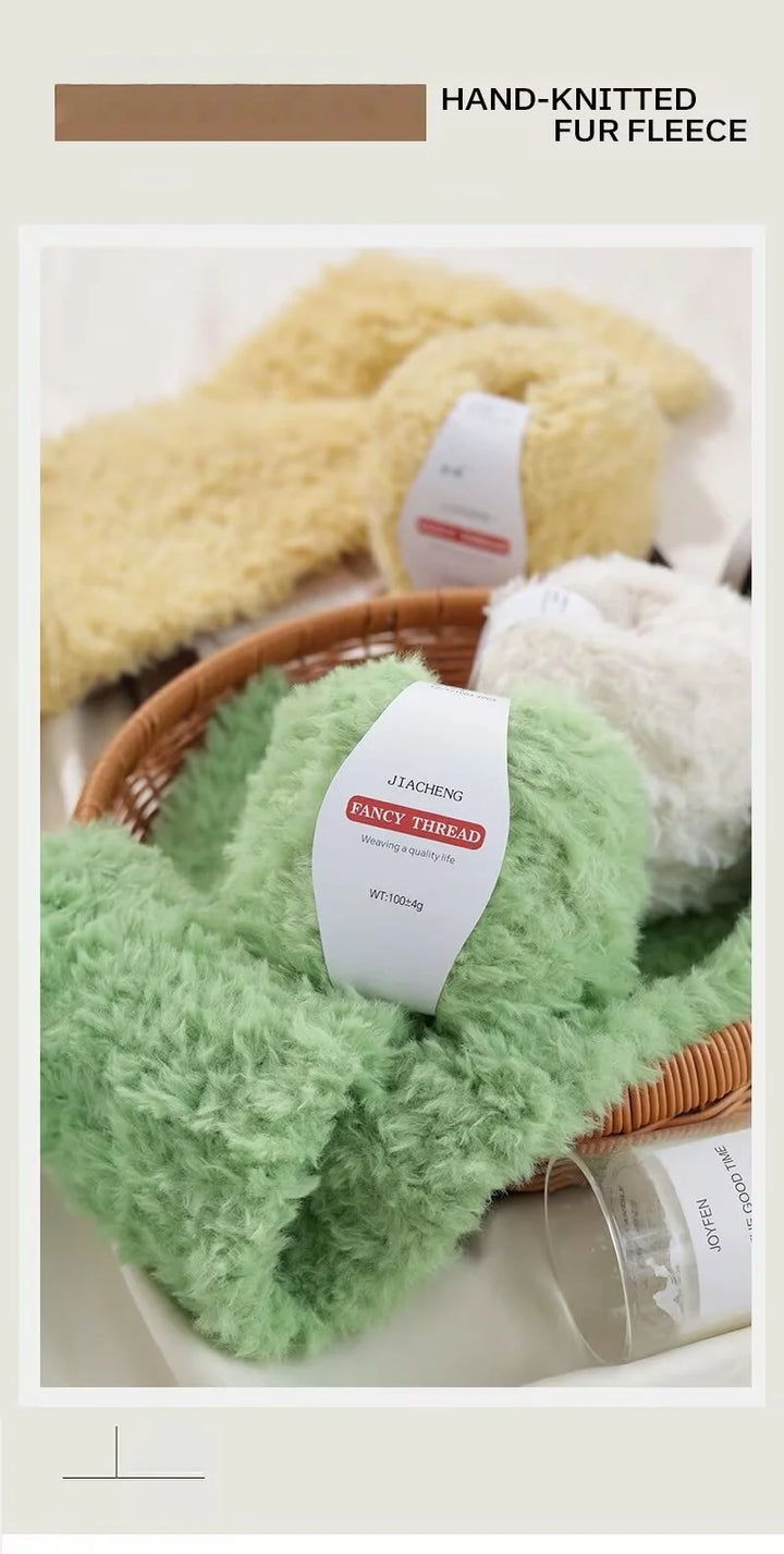 Imitation Fur Long-Haired Yarn – 400g Soft Beginner Knitting Yarn (4 Skeins Set)