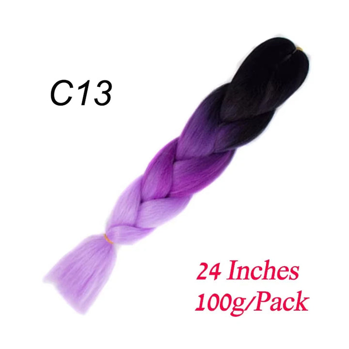 24 Inch Synthetic Jumbo Braiding Hair – Heat-Resistant Ombre Bulk Extensions for Braids