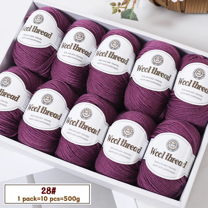 500g Fine Wool Knitting Yarn – Soft Handmade Yarn for Sweaters, Scarves, Hats & DIY Crafts (10 Skeins)