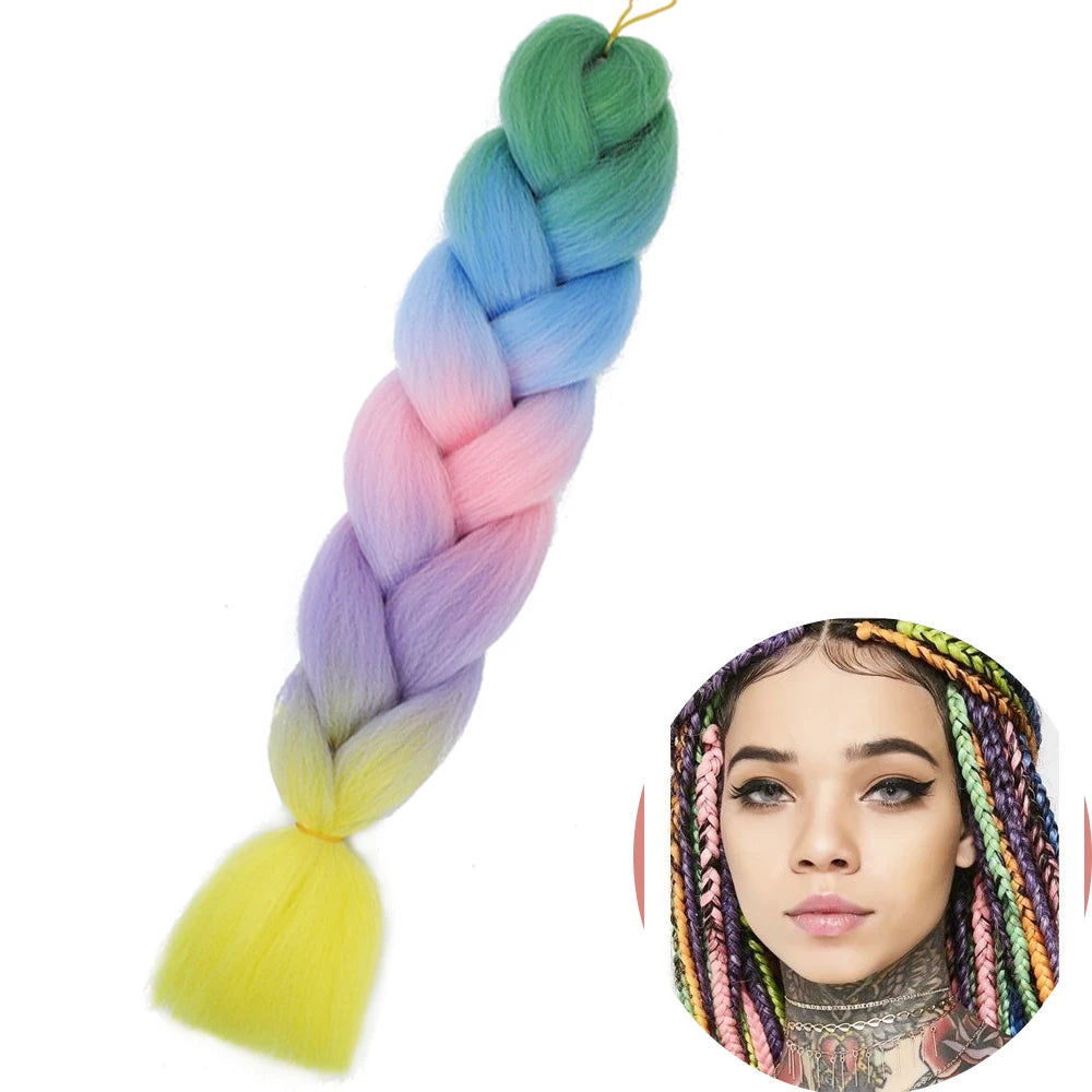 24 Inch Synthetic Jumbo Braiding Hair – Heat Resistant Ombre Extensions