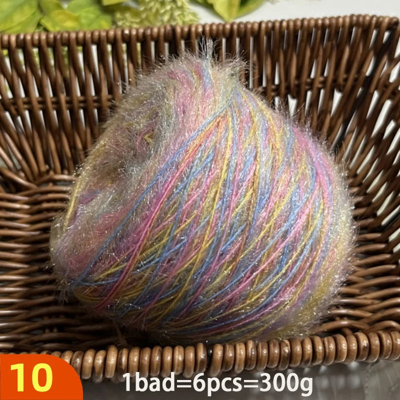 300g Soft Long-Haired Yarn Set – 6-Piece Fluffy Yarn for Knitting & DIY Projects