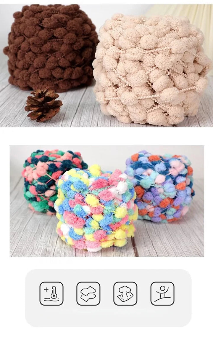 Super Soft Bean Yarn – Plush Polyester Chunky Yarn for Blankets, Cushions, Hats & DIY Crafts (400g, 4pcs Pack)