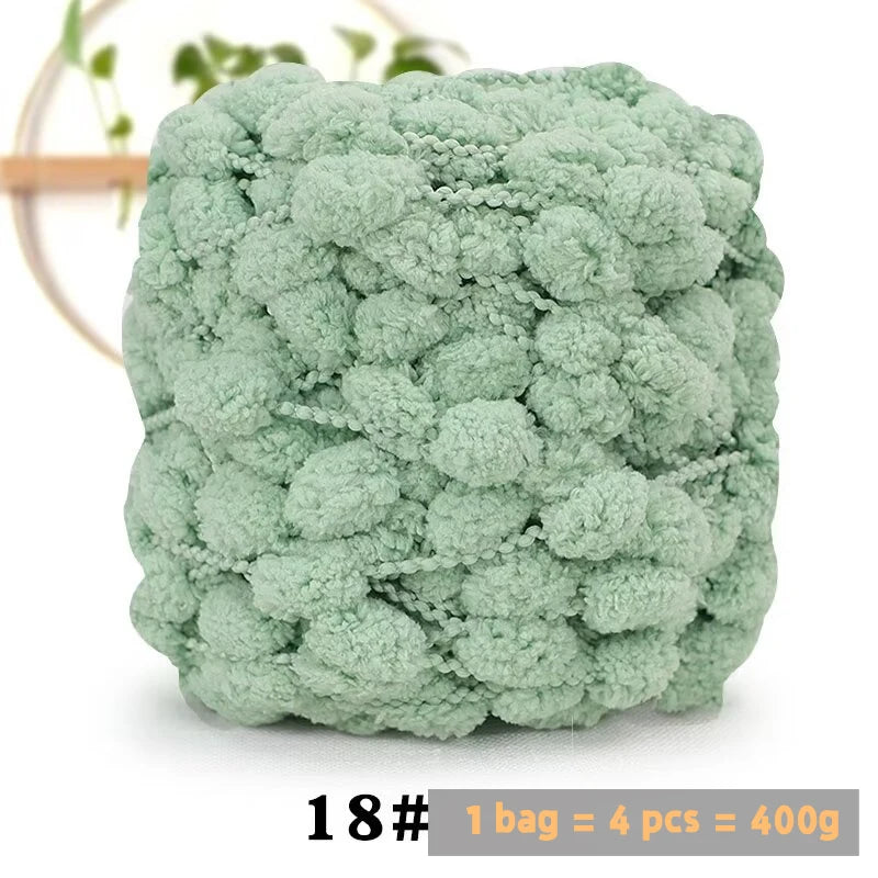 Super Soft Bean Yarn – Plush Polyester Chunky Yarn for Blankets, Cushions, Hats & DIY Crafts (400g, 4pcs Pack)