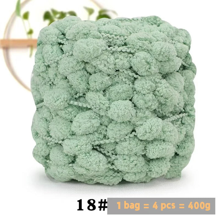 Super Soft Bean Yarn – Plush Polyester Chunky Yarn for Blankets, Cushions, Hats & DIY Crafts (400g, 4pcs Pack)