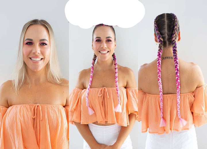 24" Pink Jumbo Braiding Hair – Yaki Texture Synthetic Bulk Extensions (Purple/Red/Green Options)