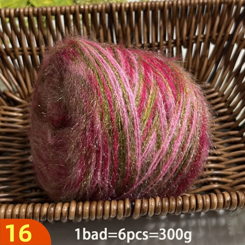 300g Soft Long-Haired Yarn Set – 6-Piece Fluffy Yarn for Knitting & DIY Projects