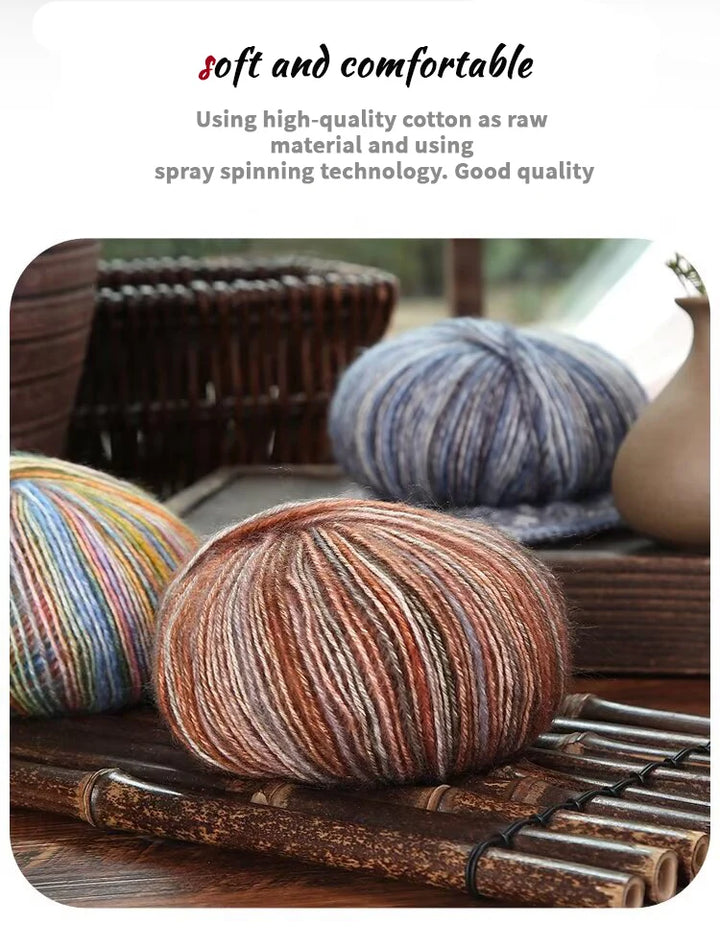 150g Camouflage Cotton Yarn – Medium-Thick Combed Yarn for Knitting & Crochet (3 Pieces/Pack)