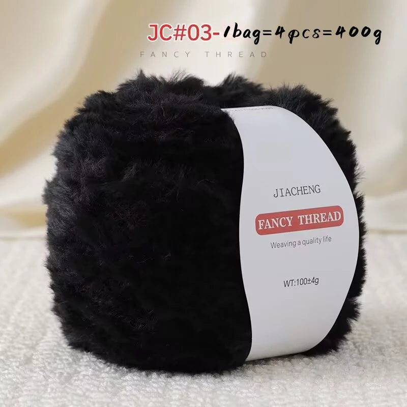 Imitation Fur Long-Haired Yarn – 400g Soft Beginner Knitting Yarn (4 Skeins Set)