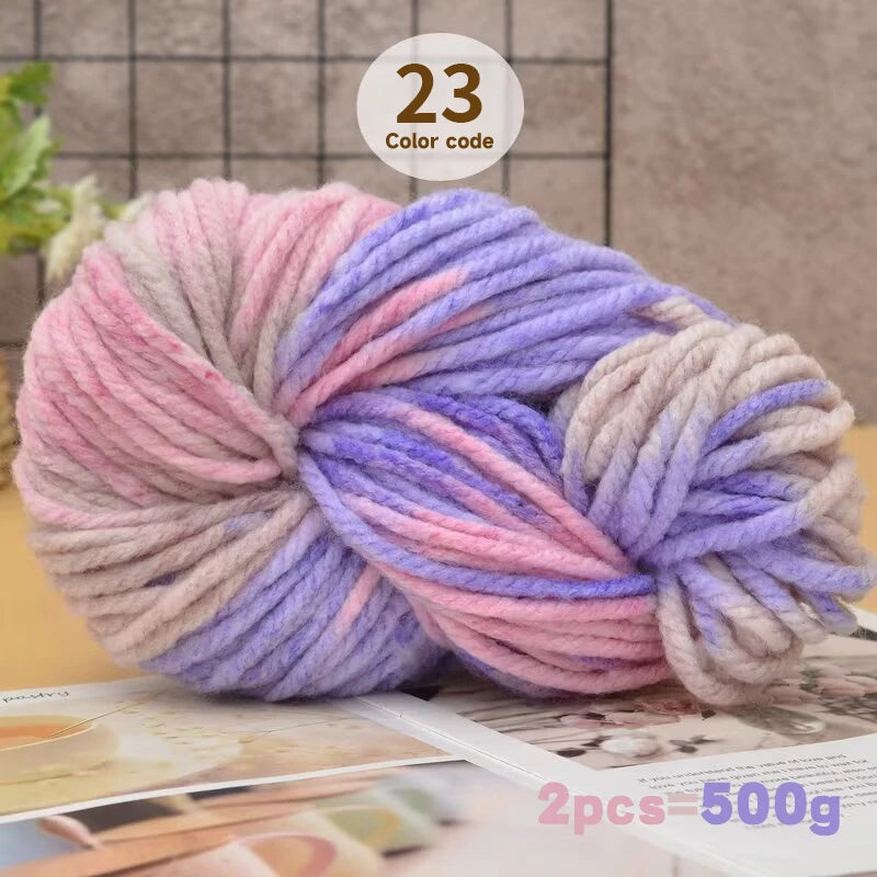 500g Extra Thick Polyester Yarn (2 Skeins) – Chunky Knitting Yarn for Sweaters, Hats, Cushions & DIY Crafts