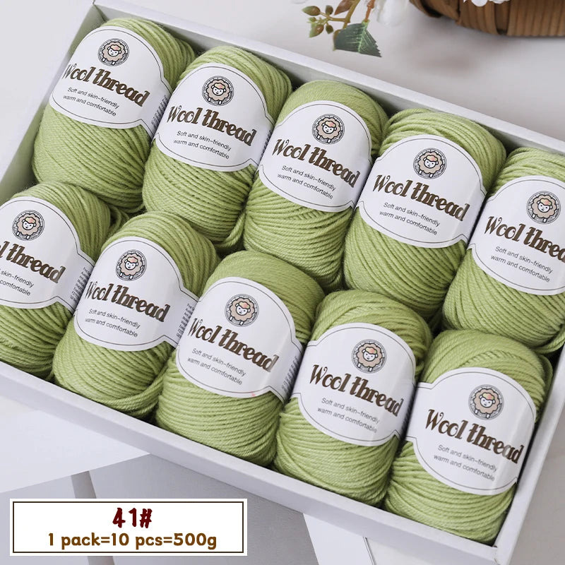 500g Fine Wool Knitting Yarn – Soft Handmade Yarn for Sweaters, Scarves, Hats & DIY Crafts (10 Skeins)
