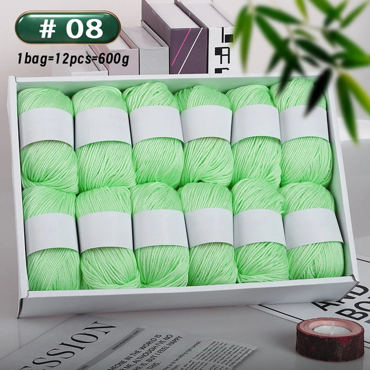 12-Piece Luxury Cashmere-Silk Yarn Set – Ultra-Soft Fluffy Yarn for Sweaters, Coats, Shawls & DIY Crafts (600g)