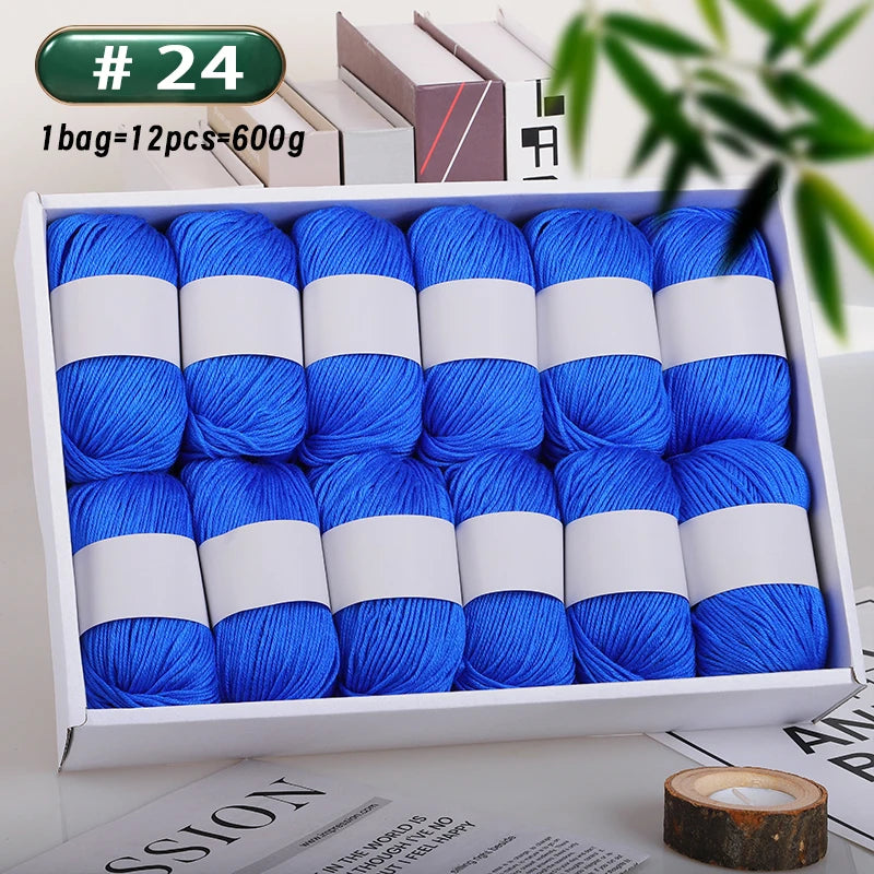 12-Piece Luxury Cashmere-Silk Yarn Set – Ultra-Soft Fluffy Yarn for Sweaters, Coats, Shawls & DIY Crafts (600g)