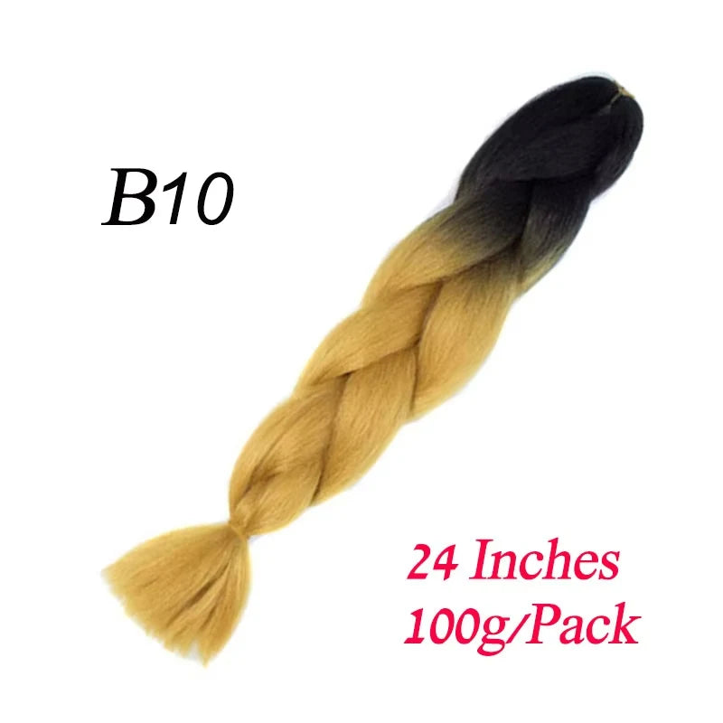 24 Inch Synthetic Jumbo Braiding Hair – Heat-Resistant Ombre Bulk Extensions for Braids