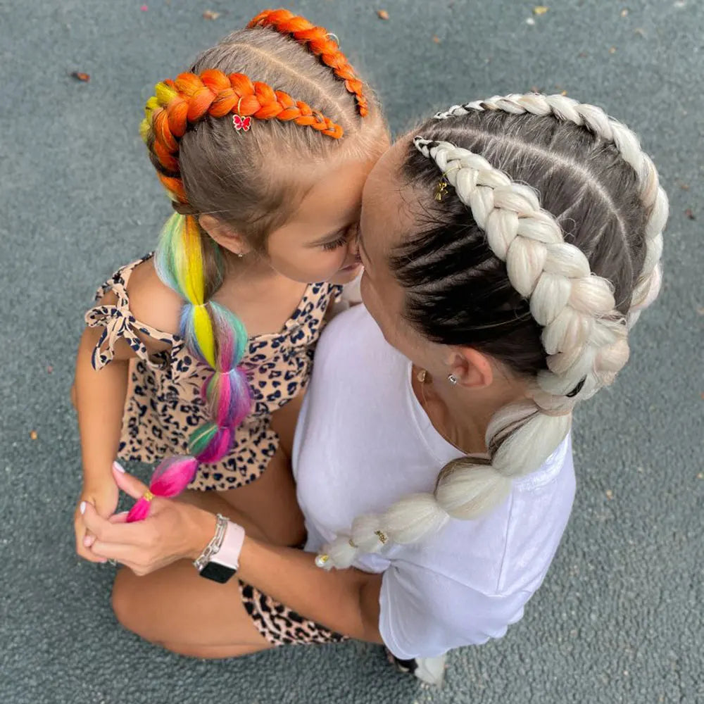 24 Inch Jumbo Braids Extensions – Synthetic Afro Ombre Kanekalon Braiding Hair for Children 22