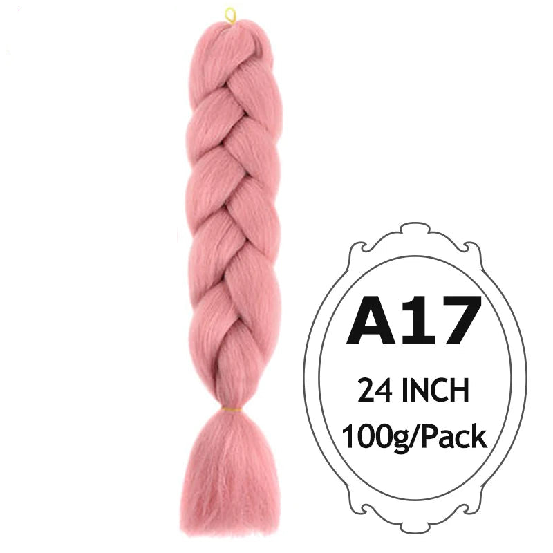 Pink braided hair extension with on a white background