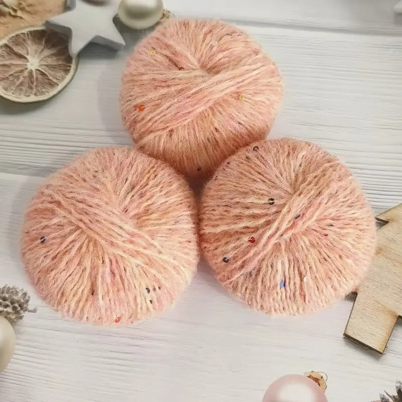 300g Colorful Sequined Alpaca Yarn – Soft Knitting Yarn for Sweaters, Scarves & Hats (6 Pieces/Pack)