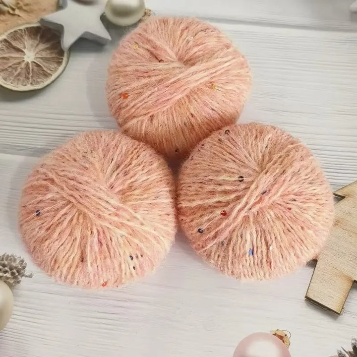 300g Colorful Sequined Alpaca Yarn – Soft Knitting Yarn for Sweaters, Scarves & Hats (6 Pieces/Pack)