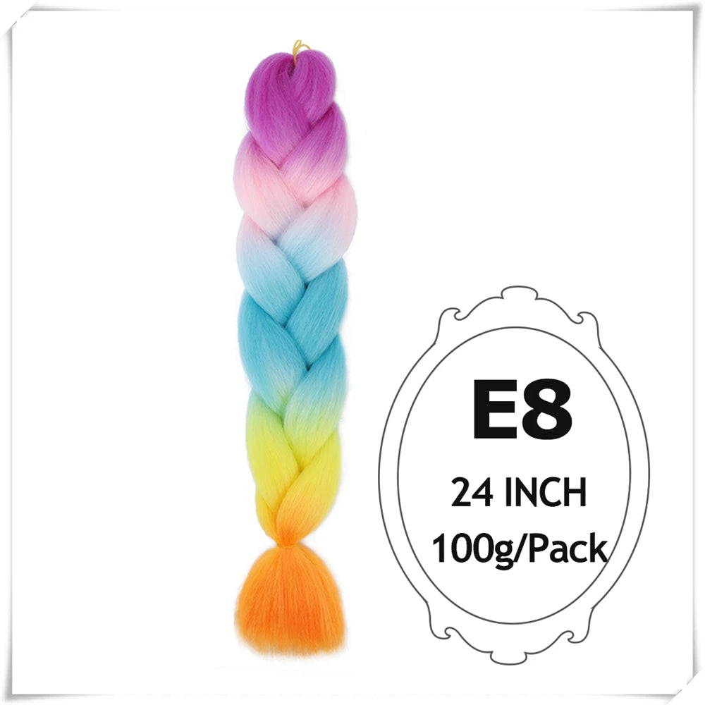Pre-Stretched Jumbo Braiding Hair – 24 Inch Ombre Purple Synthetic Crochet Extensions for Women