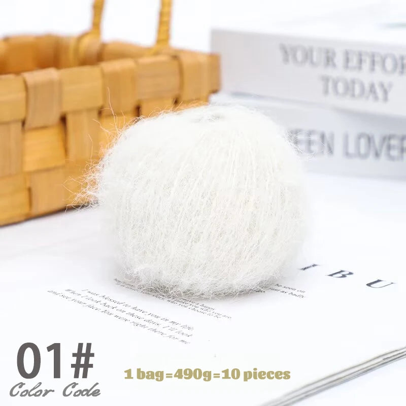 250g Long-Haired Mohair Yarn – Soft Fluffy Knitting Yarn for Sweaters, Scarves & Coats (10 Pieces/Bag)