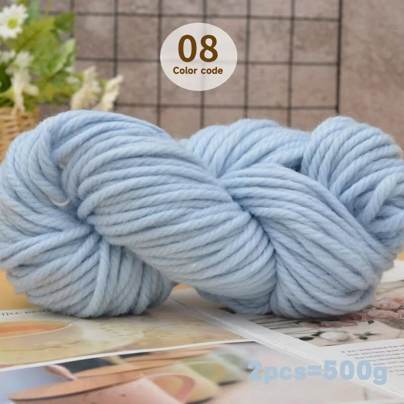 500g Extra Thick Polyester Yarn (2 Skeins) – Chunky Knitting Yarn for Sweaters, Hats, Cushions & DIY Crafts