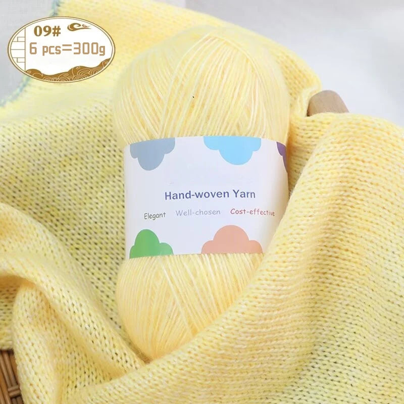 300g Colorful Bamboo Fiber Mohair Yarn Set (6 Pieces) – Soft Knitting Yarn for Sweaters, Scarves, Hats & Shawls