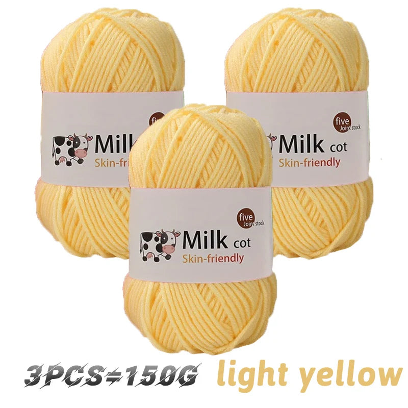 150g Medium-Coarse Milk Cotton Yarn – Soft Crochet & Knitting Yarn for Sweaters, Hats, Scarves & DIY Crafts