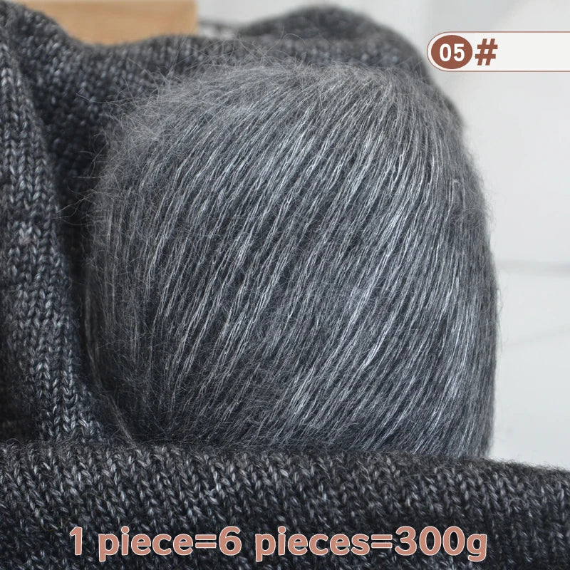 300g High-Quality Cashmere Yarn – Lightweight Multi-Color Yarn for Sweaters, Jackets, Scarves & Hats (6pcs Pack)
