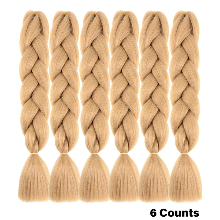 Ombre Crochet Braiding Hair – 6 Packs Synthetic Colorful Extensions for Women & Girls | High-Temperature Fiber