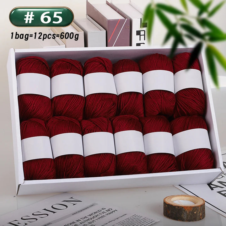 12-Piece Luxury Cashmere-Silk Yarn Set – Ultra-Soft Fluffy Yarn for Sweaters, Coats, Shawls & DIY Crafts (600g)