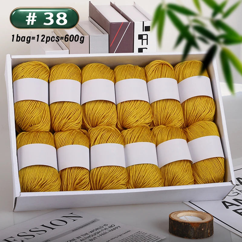 12-Piece Luxury Cashmere-Silk Yarn Set – Ultra-Soft Fluffy Yarn for Sweaters, Coats, Shawls & DIY Crafts (600g)