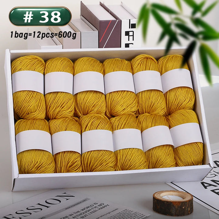 12-Piece Luxury Cashmere-Silk Yarn Set – Ultra-Soft Fluffy Yarn for Sweaters, Coats, Shawls & DIY Crafts (600g)