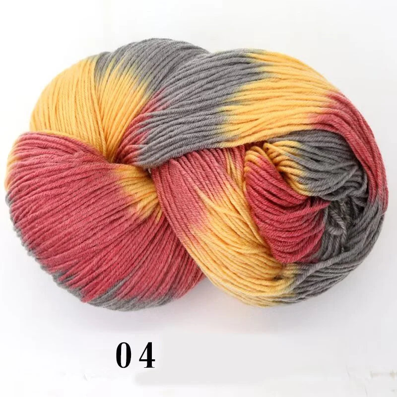 Segment-Dyed Rainbow Wool Yarn – Colorful Knitting Yarn for Sweaters, Scarves, Hats & Gloves