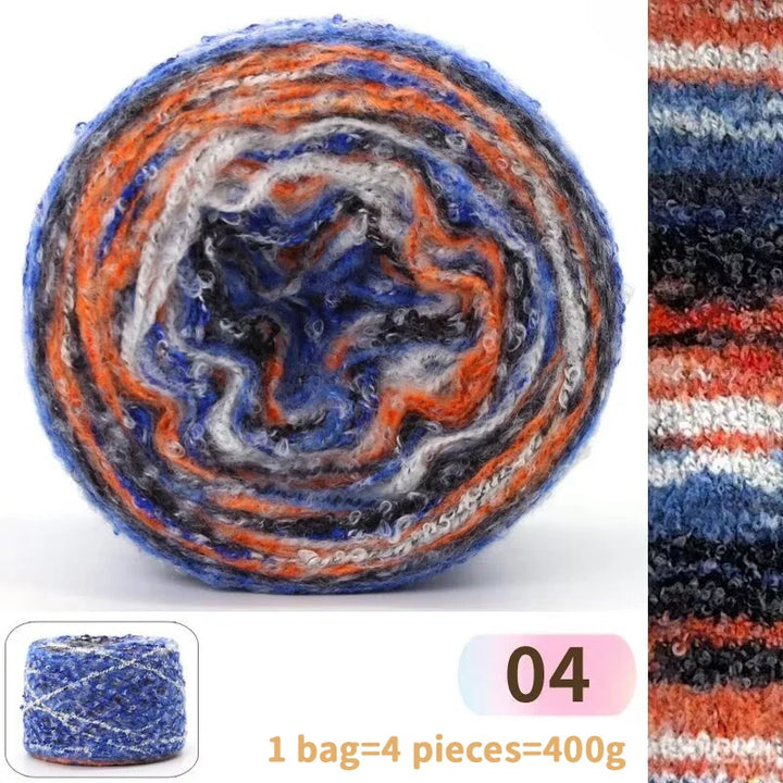 400g Rainbow Oil Painting Gradient Wool Yarn (4 Balls) – Long Color Gradient Yarn for Sweaters, Hats & Scarves