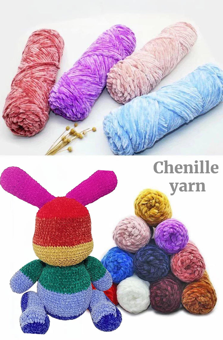 450g Chenille Warm Velvet Ice Yarn – Soft Thick Knitting Yarn for Sweaters, Scarves & Blankets (5 Pcs/Pack)
