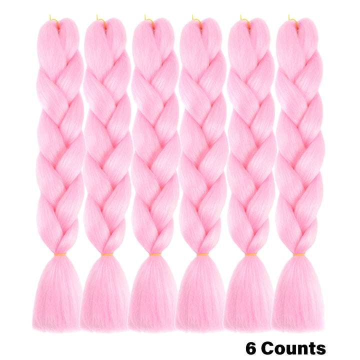 Ombre Crochet Braiding Hair – 6 Packs Synthetic Colorful Extensions for Women & Girls | High-Temperature Fiber