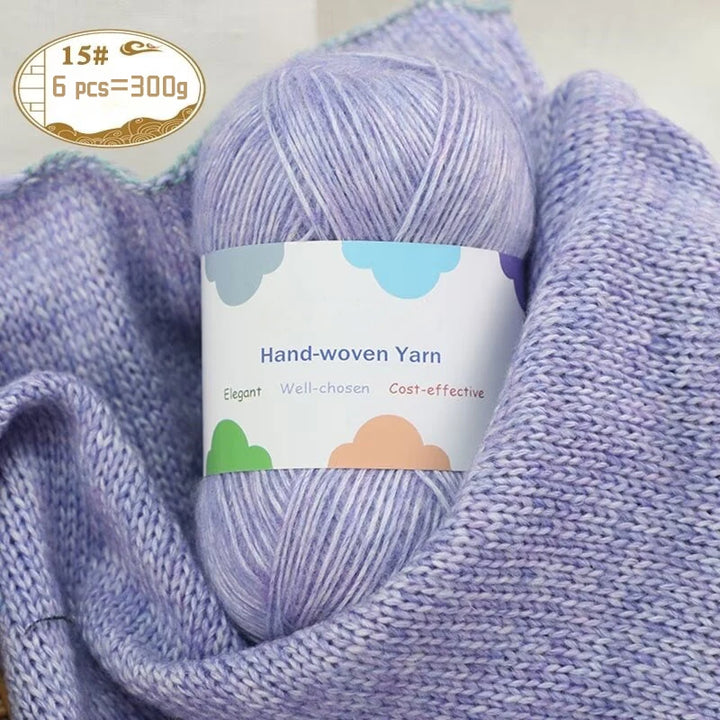 300g Colorful Bamboo Fiber Mohair Yarn Set (6 Pieces) – Soft Knitting Yarn for Sweaters, Scarves, Hats & Shawls