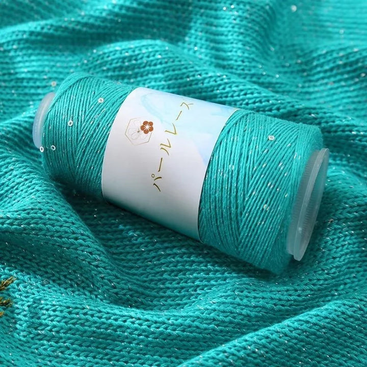 150g Bamboo Fiber & Linen Yarn with Sequins (3 Pieces) – Medium-Fine Yarn for Sweaters, Hats, Gloves & DIY Crafts