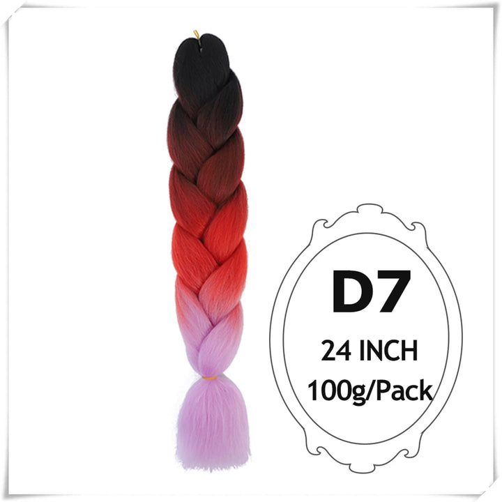 Pre-Stretched Jumbo Braiding Hair – 24 Inch Ombre Purple Synthetic Crochet Extensions for Women