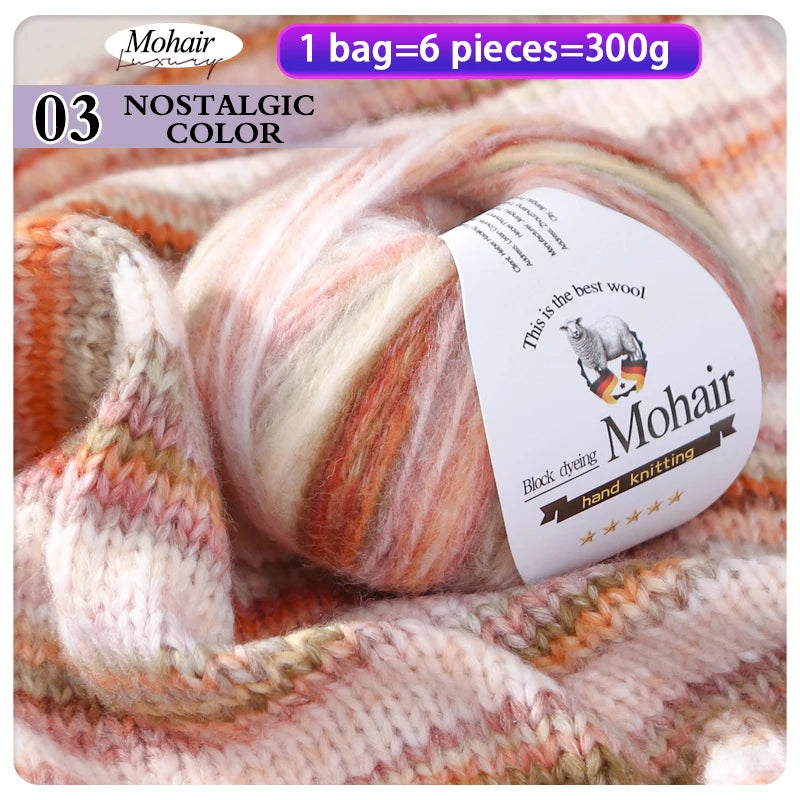 Gradient Zebra Pattern Yarn Balls (6 Pack / 300g) – Colorful Knitting Yarn for Sweaters, Shawls, Scarves & DIY Crafts