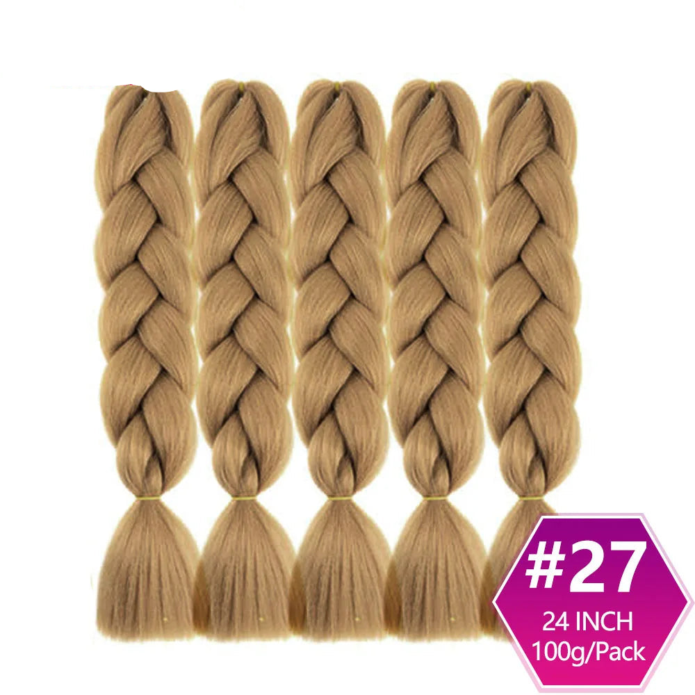 Five braided hair extensions with '#27' color label on a white background