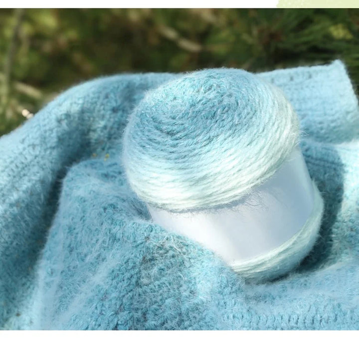 Qinglan Gradient Thick Yarn 400g – Long Section Dyed Rainbow Knitting Yarn for Sweaters & Shawls