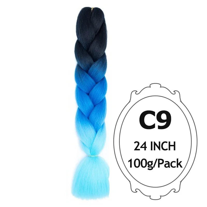 24" Pink Jumbo Braiding Hair – Yaki Texture Synthetic Bulk Extensions (Purple/Red/Green Options)