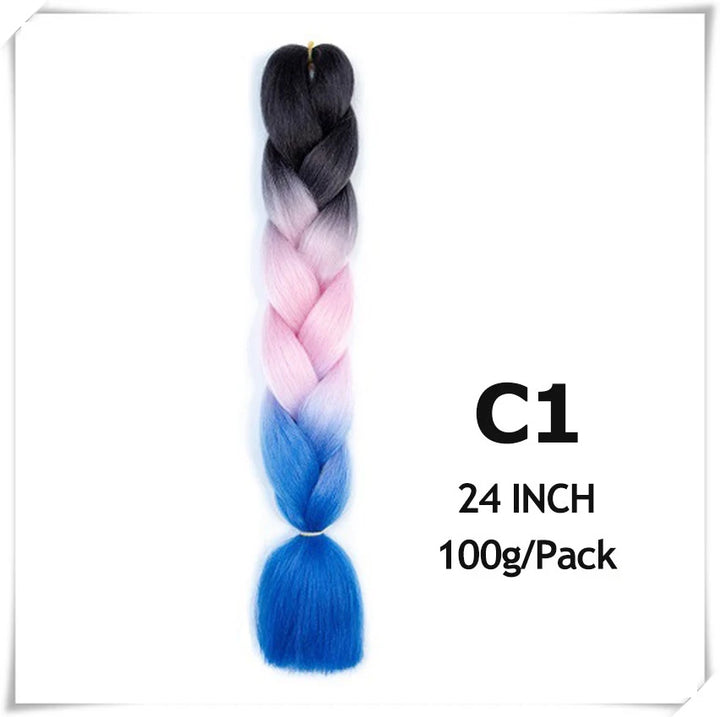 Pre-Stretched Jumbo Braiding Hair – 24 Inch Ombre Purple Synthetic Crochet Extensions for Women