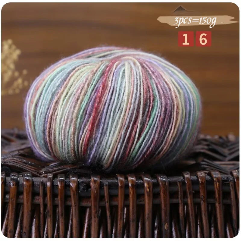 150g Camouflage Cotton Yarn – Medium-Thick Combed Yarn for Knitting & Crochet (3 Pieces/Pack)