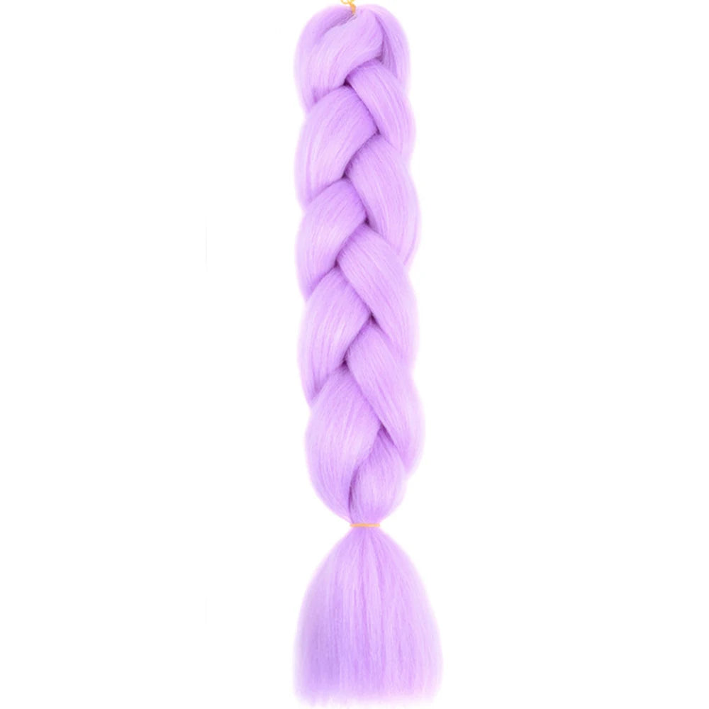 24 Inch Jumbo Box Braids Extensions – Synthetic Braiding Hair for Children (Pink, Purple, Yellow, Gray)
