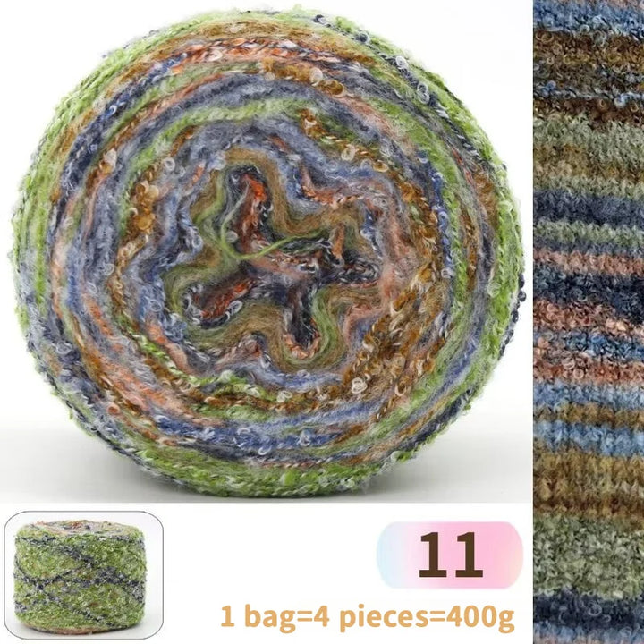 400g Rainbow Oil Painting Gradient Wool Yarn (4 Balls) – Long Color Gradient Yarn for Sweaters, Hats & Scarves