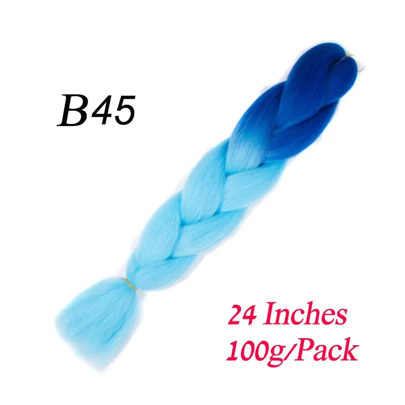 24 Inch Synthetic Ombre Braiding Hair – Jumbo Braid Extensions for DIY Hairstyles (Blue/Grey)