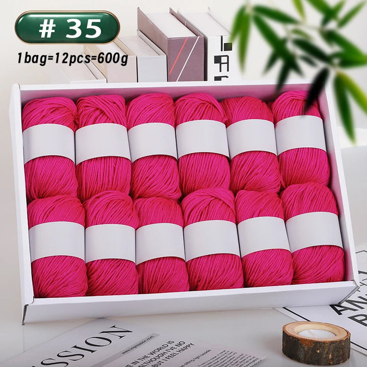 12-Piece Luxury Cashmere-Silk Yarn Set – Ultra-Soft Fluffy Yarn for Sweaters, Coats, Shawls & DIY Crafts (600g)